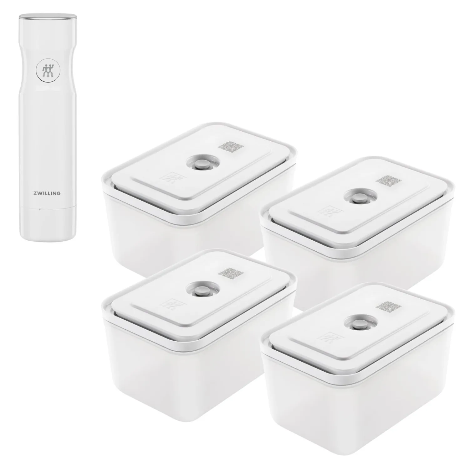 Set boîtes sous-vide & pompe, 5-pcs. /L, semi transparent-gris / blanc, Plastique