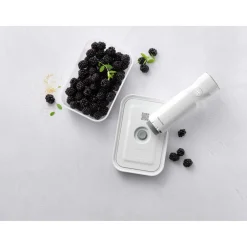 Set boîtes sous-vide & pompe, 6-pcs. /M, semi transparent-gris / blanc, Plastique
