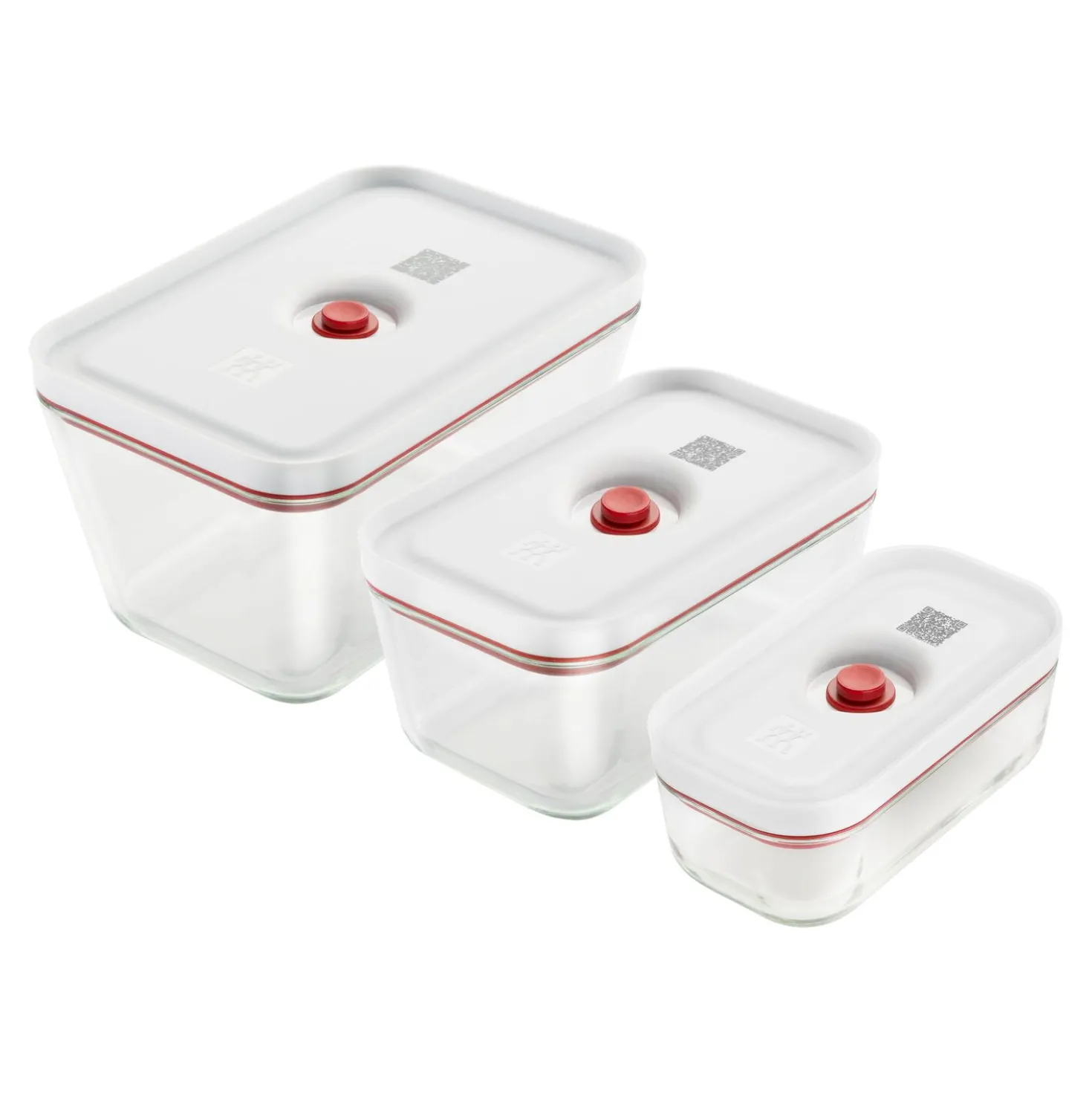 Set boîtes sous-vide, 3-pcs. /S/M/L, rouge, Verre