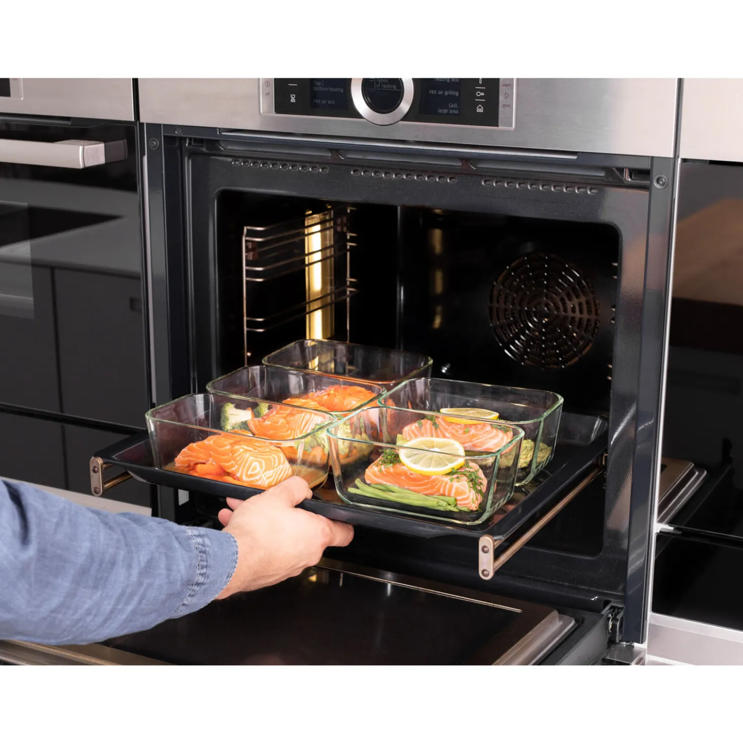 Set boîtes sous-vide, 3-pcs. /S/M/L, rouge, Verre