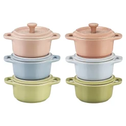Set cocottes macaron 6-pcs, Rond(e), Couleurs mélangées, Céramique
