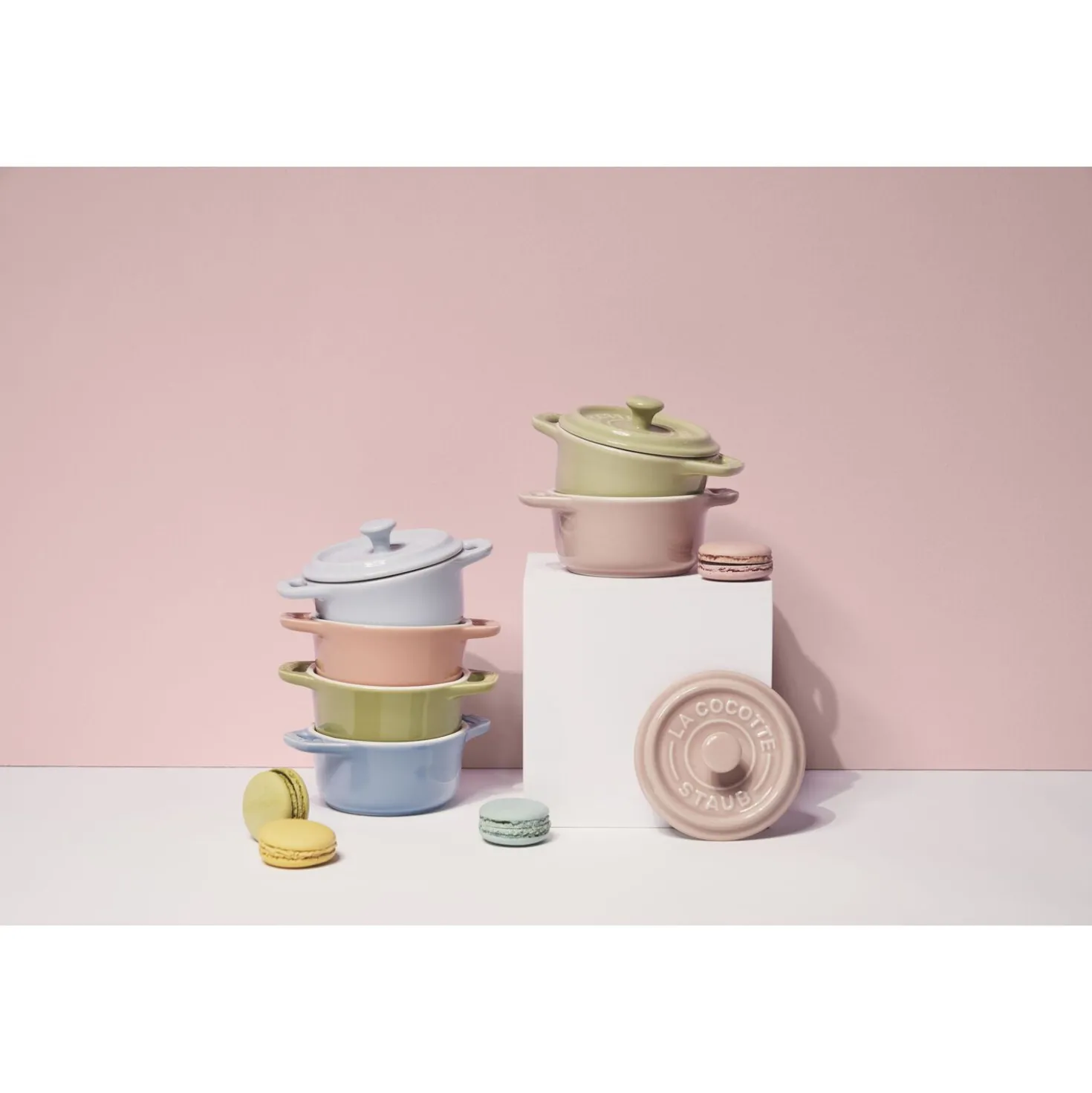 Set cocottes macaron 6-pcs, Rond(e), Couleurs mélangées, Céramique