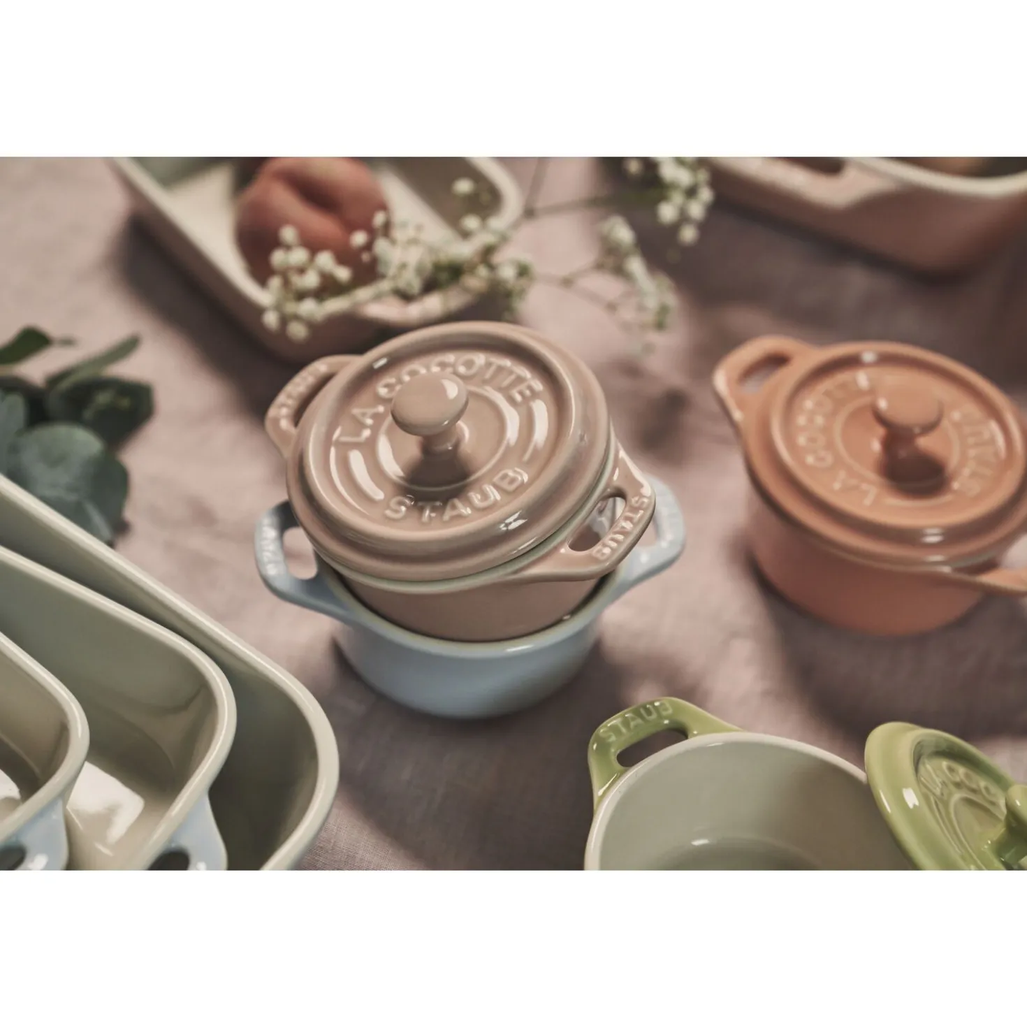 Set cocottes macaron 6-pcs, Rond(e), Couleurs mélangées, Céramique