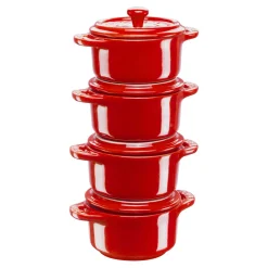 Set cocottes 4-pcs, Rond(e), Cerise, Céramique