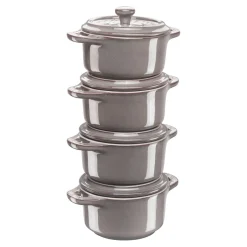 Set cocottes 4-pcs, Rond(e), Gris antique, Céramique