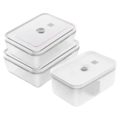 Set de bo&icirc;tes Fresh & Save, 3-pcs. /L, semi transparent-gris, Verre / Plastique