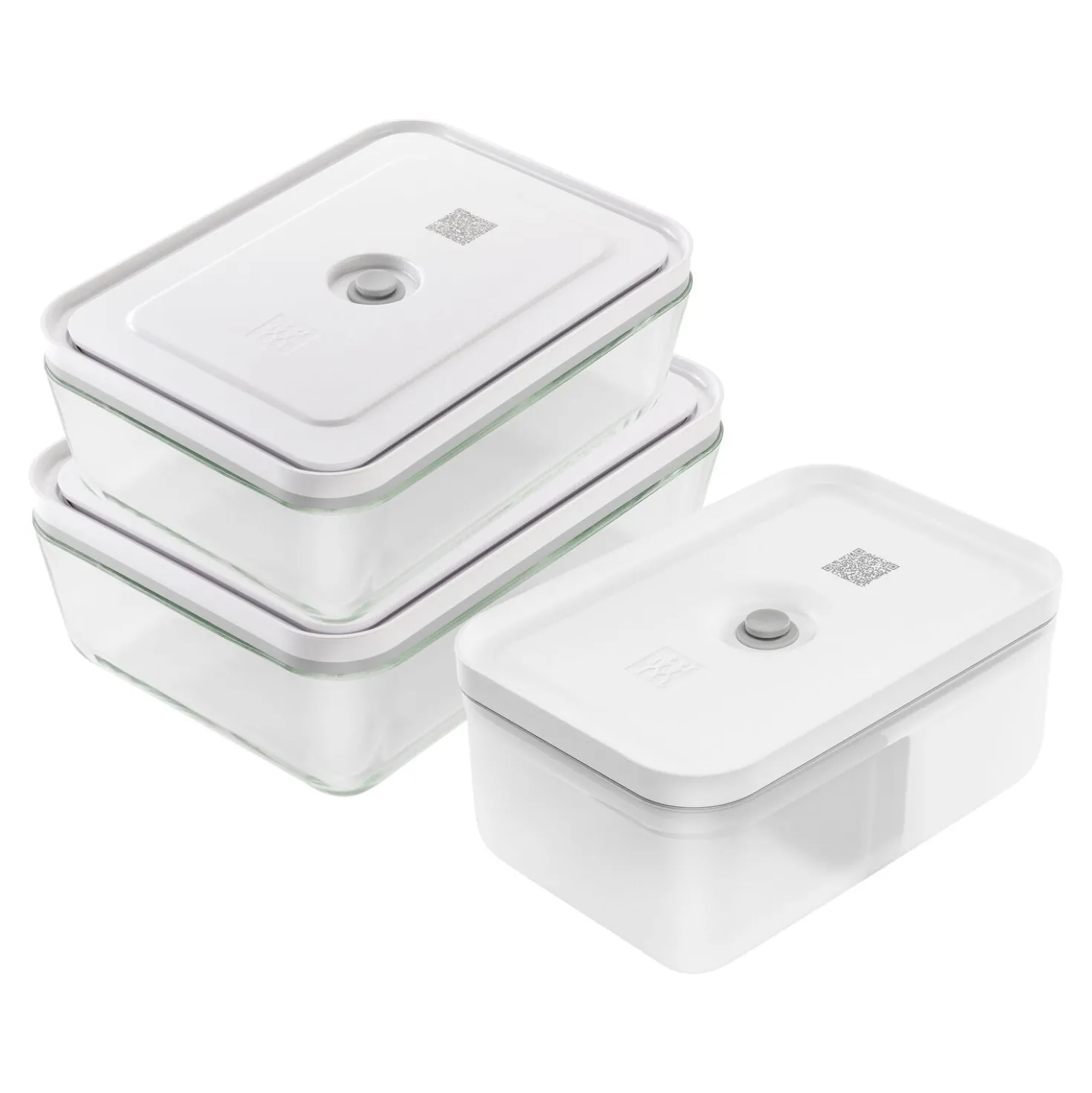 Set de boîtes Fresh & Save, 3-pcs. /L, semi transparent-gris, Verre / Plastique