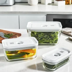 Set de boîtes sous vide, S/M/L / 3-pcs, Verre, Gris