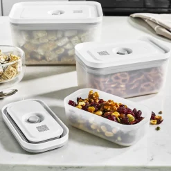 Set de boîtes sous vide, S/M/L / 3-pcs, Plastique, semi transparent-Gris