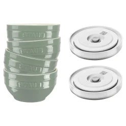 Set de bols avec couvercle / 6-pcs, 12cm/Eucalyptus
