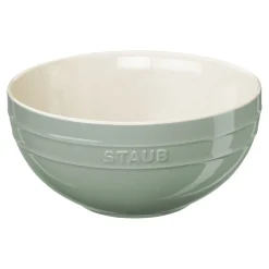 Set de bols avec couvercles sous vide, 4-pcs. /M/L/ 18/24cm, eucalyptus / blanc, Céramique