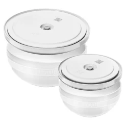 Set de bols avec couvercles sous vide, 4-pcs. /M/L/18/24cm, blanc, Céramique
