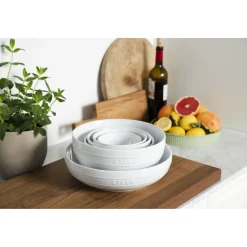 Set de bols avec couvercles sous vide, 4-pcs. /M/L/18/24cm, blanc, Céramique