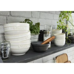 Set de bols avec couvercle / 6-pcs, 12cm /Blanc ivoire