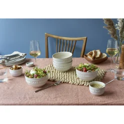Set de bols avec couvercle / 6-pcs, 12cm /Blanc ivoire