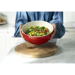 Set de bols avec couvercles sous vide, 4-pcs. /M/L/18/24cm, cerise / blanc, Céramique