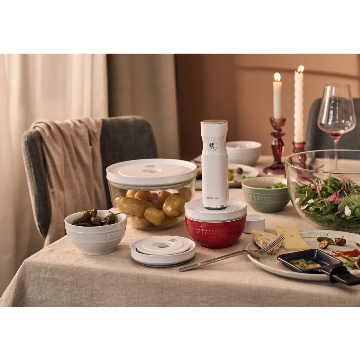 Set de bols avec couvercle / 6-pcs, 12cm/Cerise