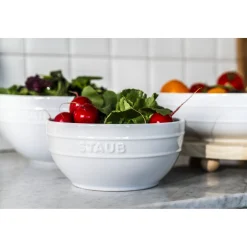 Set de bols avec pompe et couvercles sous vide, 5-pcs. /M/L/ 18/24cm, blanc, Céramique