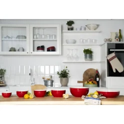 Set de bols avec pompe et couvercles sous vide, 5-pcs. /M/L/18/24cm, cerise, Céramique