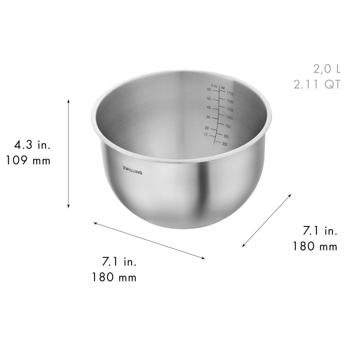 Set de bols S/M/L / 3-pcs, Acier inoxydable, Argent