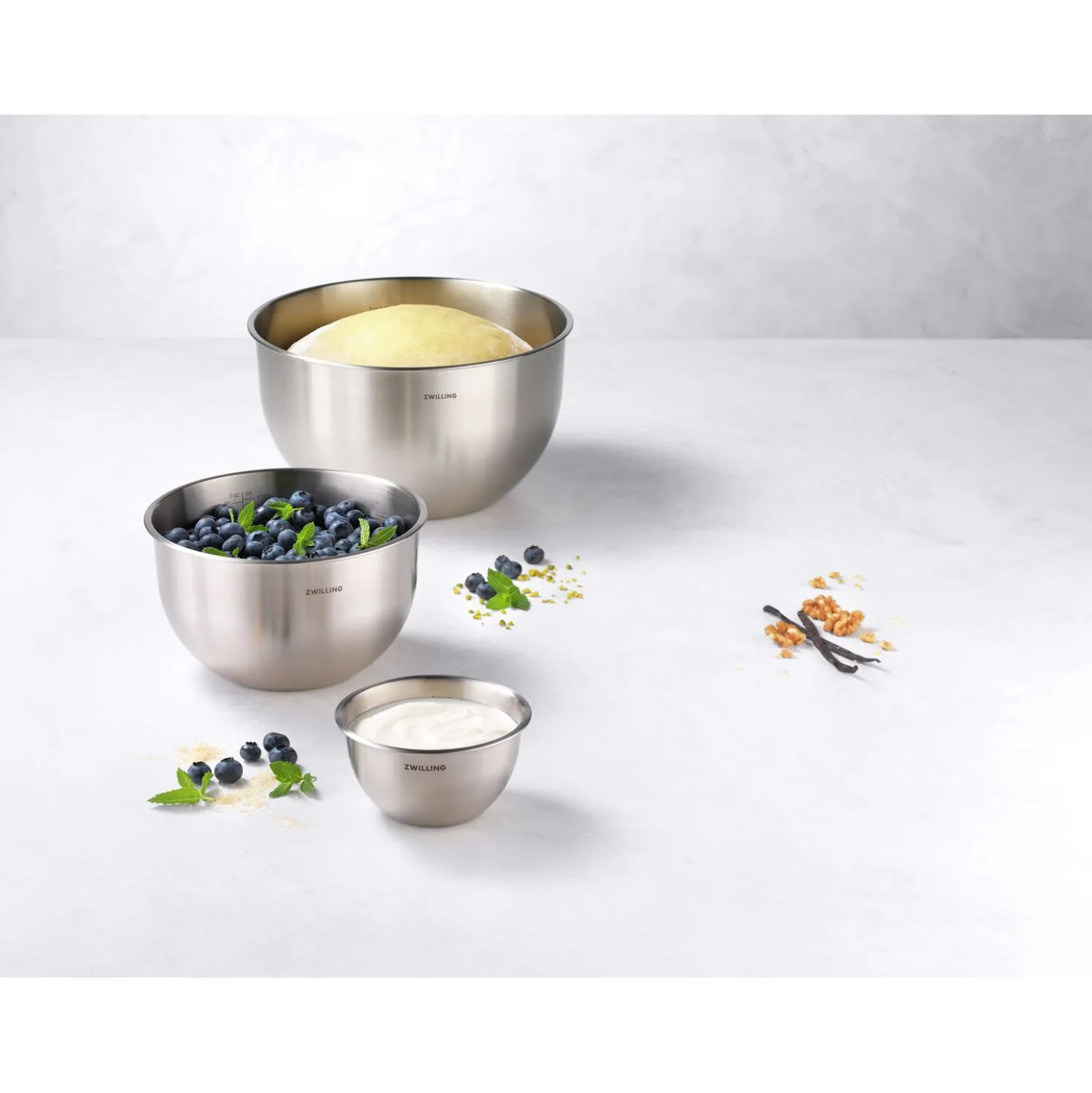 Set de bols S/M/L / 3-pcs, Acier inoxydable, Argent