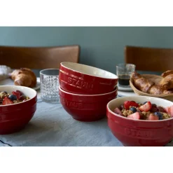 Set de bols sous vide avec couvercle, 10-pcs. /S/M/L, cerise / transparent, Céramique / Verre