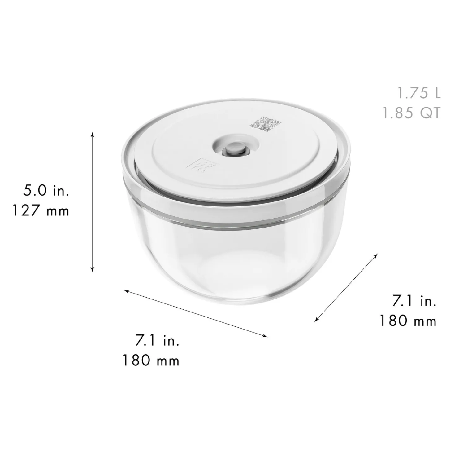 Set de bols sous vide avec couvercle, 10-pcs. /S/M/L, cerise / transparent, Céramique / Verre