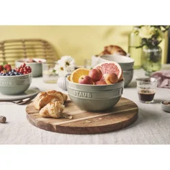 Set de bols sous vide avec couvercle, 10-pcs. /S/M/L, eucalyptus / transparent, Céramique