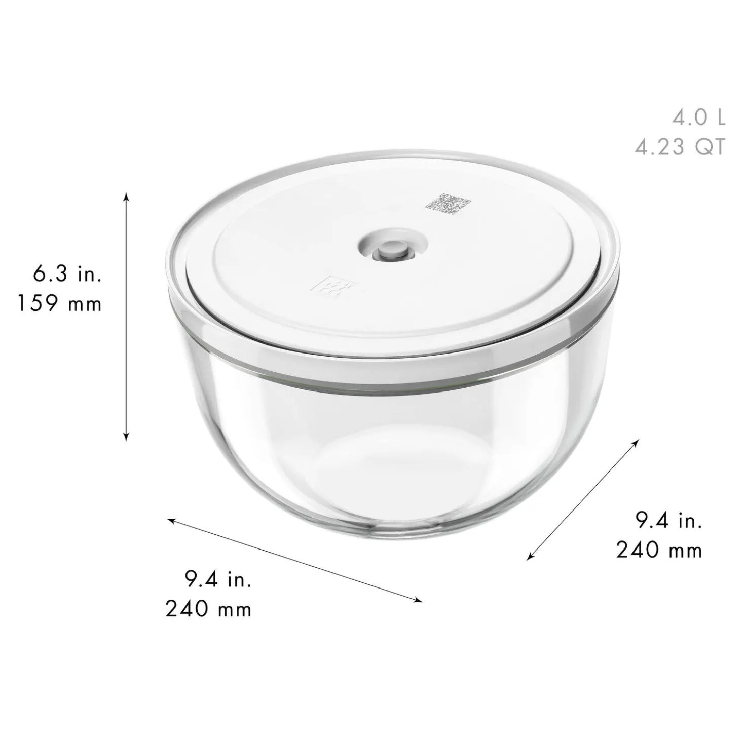 Set de bols sous vide avec couvercle, 10-pcs. /S/M/L, eucalyptus / transparent, Céramique
