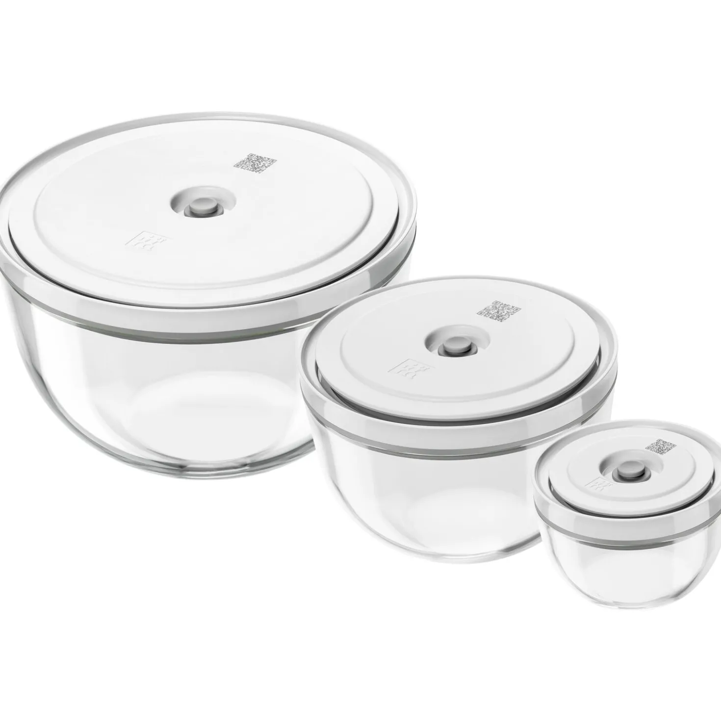 Set de bols sous vide S/M/L / 6-pcs, Verre, transparent-blanc