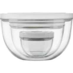 Set de bols sous vide S/M/L / 6-pcs, Verre, transparent-blanc