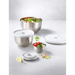 Set de bols sous vide S/M/L / 6-pcs, Acier inoxydable, Blanc argenté