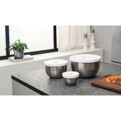 Set de bols sous vide S/M/L / 6-pcs, Acier inoxydable, Blanc argenté
