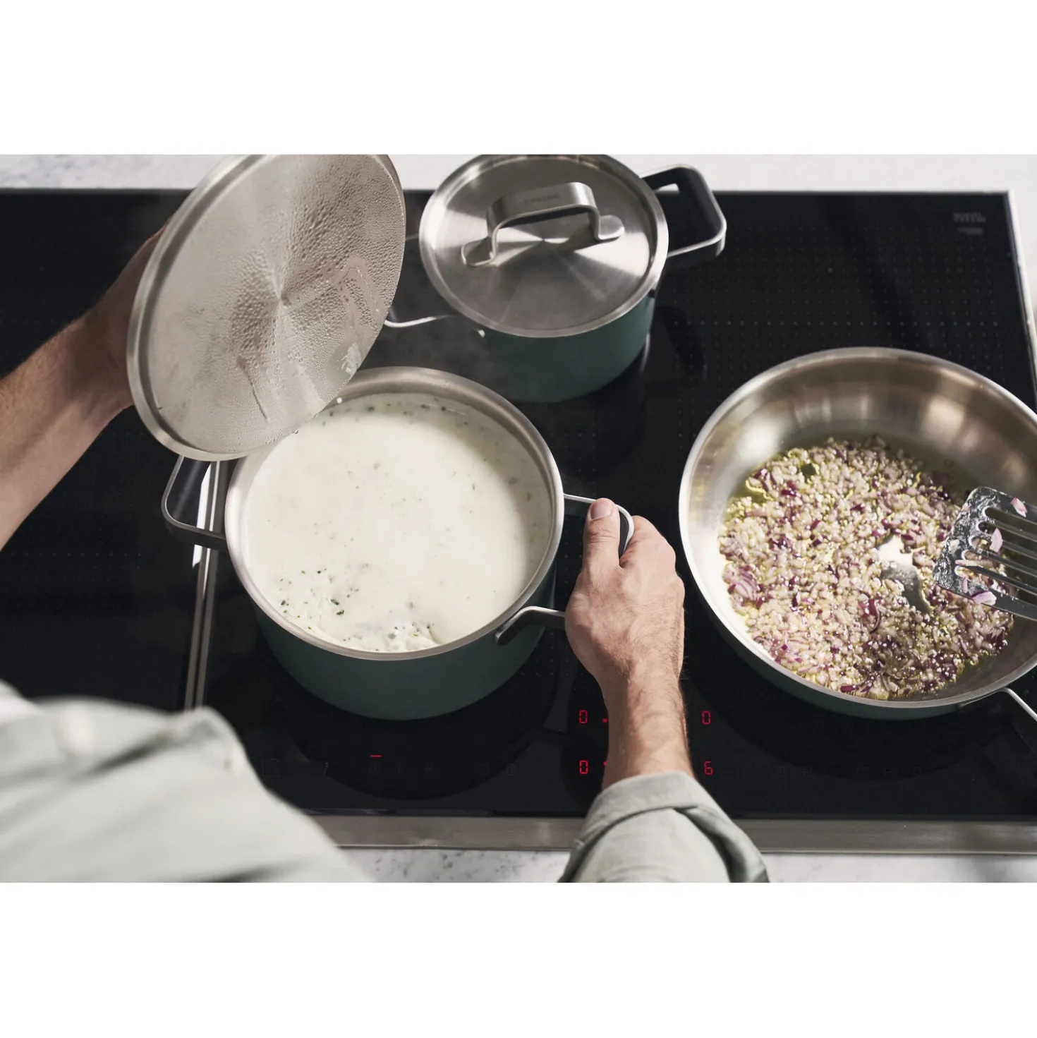 Set de casseroles et poêles, 5-pcs, Inox 18/10