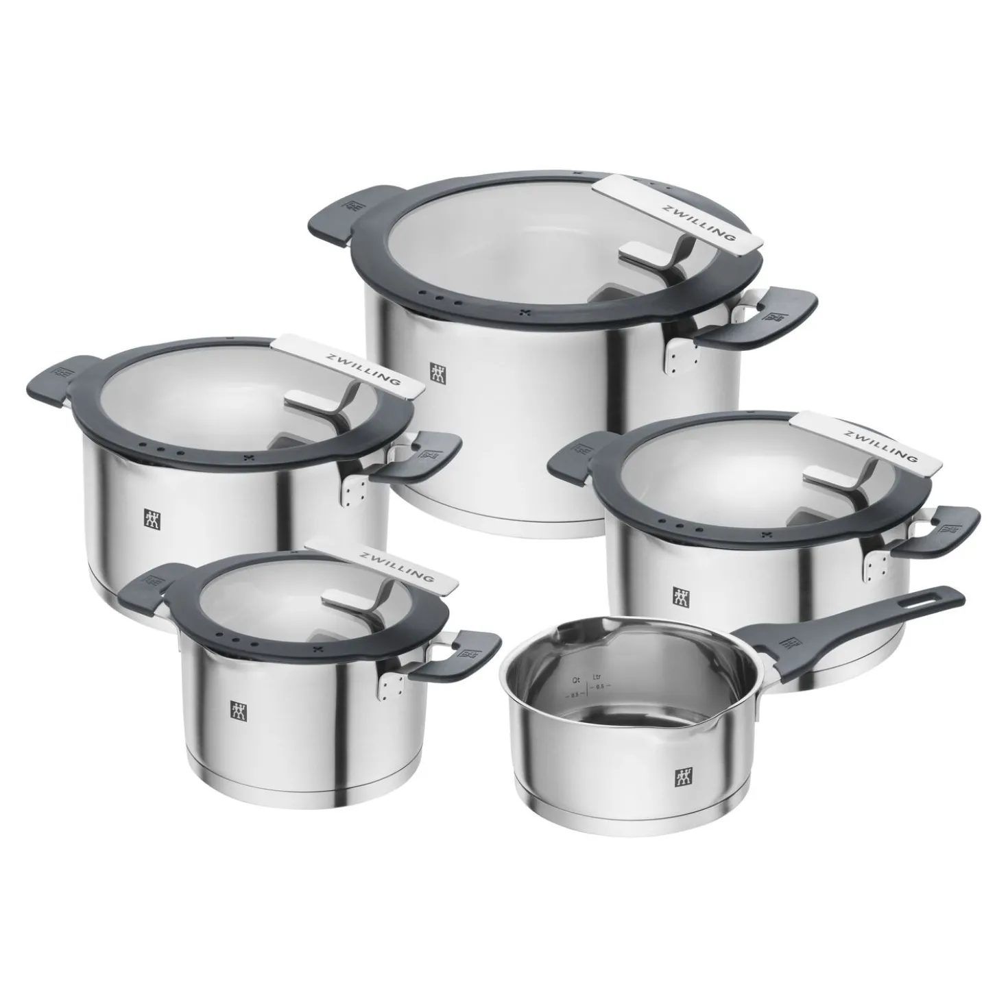 Set de casseroles, 5-pcs, Acier inoxydable