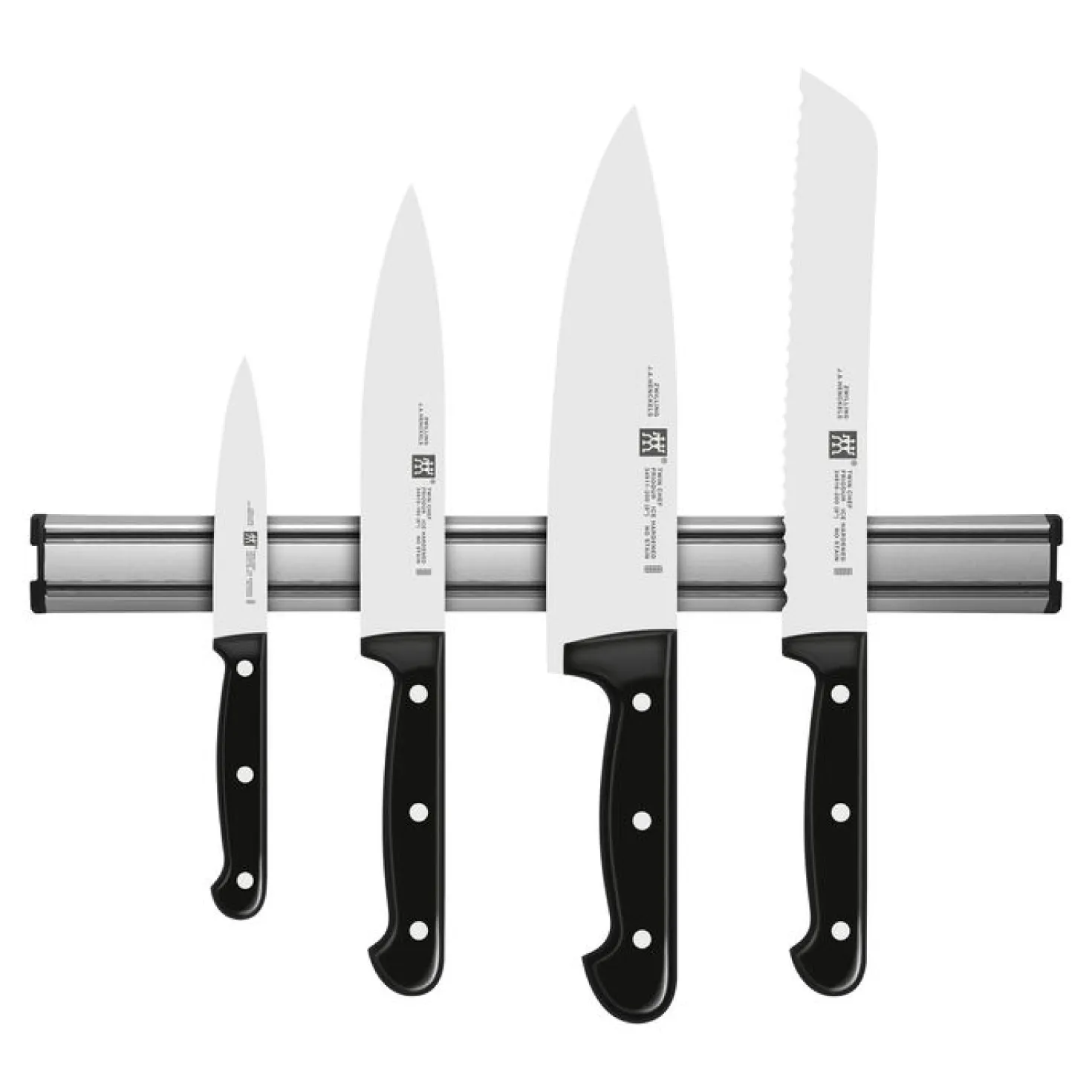 Set de couteaux Twin Chef 2 avec barre magnétique, 5-pcs. /10/16/20/45 cm, argent, Aluminium