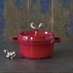 Set de cuisine avec moulins à épices, tire-bouchon et cocotte rouge, 4-pcs.