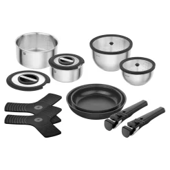 Set de démarrage avec poêles, casseroles, bols, couvercles et accessoires, 15-pcs