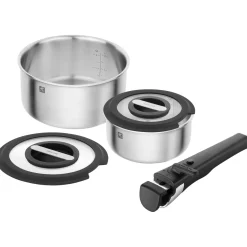 Set de démarrage avec poêles, casseroles, couvercles, poignées, pompe sous vide et accessoires, 15-pcs