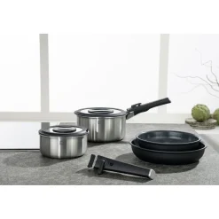 Set de démarrage avec poêles, casseroles, couvercles et poignées, 8 pcs.