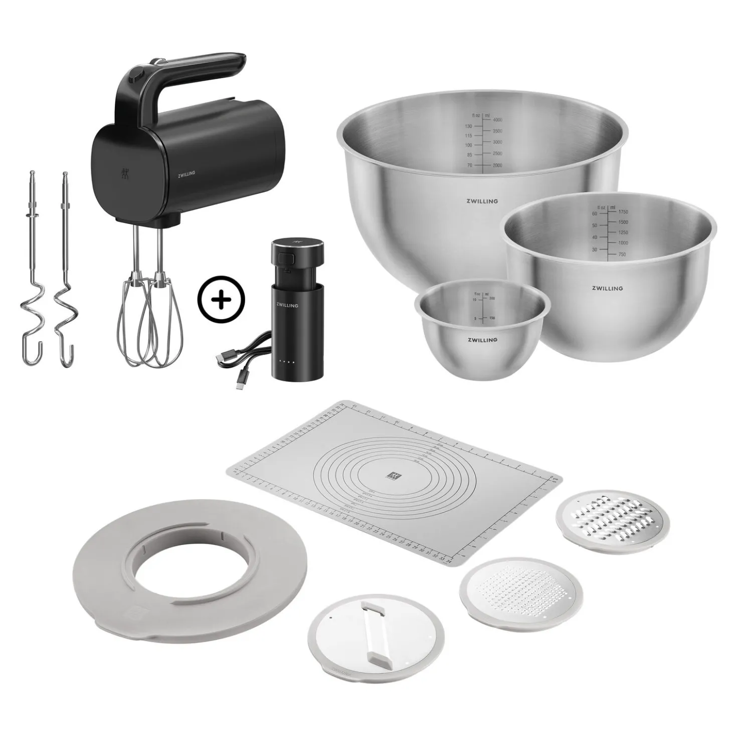 Set de démarrage pour pâtisserie avec batteur électrique, bols et accessoires, 11-pcs.