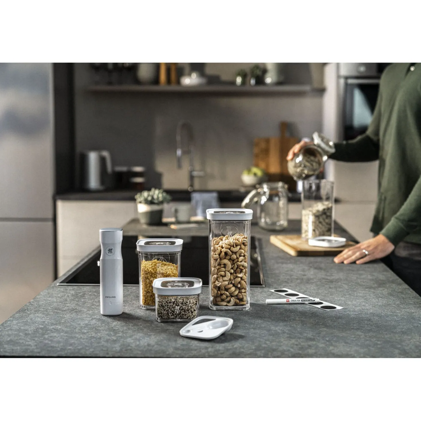 Set de démarrage sous vide CUBE, S / 6-pcs, transparent-blanc