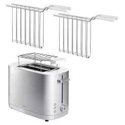 Set de grille-pain, grille pour sandwichs & viennoiserie, 4-pcs., argent / blanc, Acier