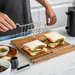 Set de grille-pain, grille pour sandwichs & viennoiserie, 4-pcs., argent / blanc, Acier