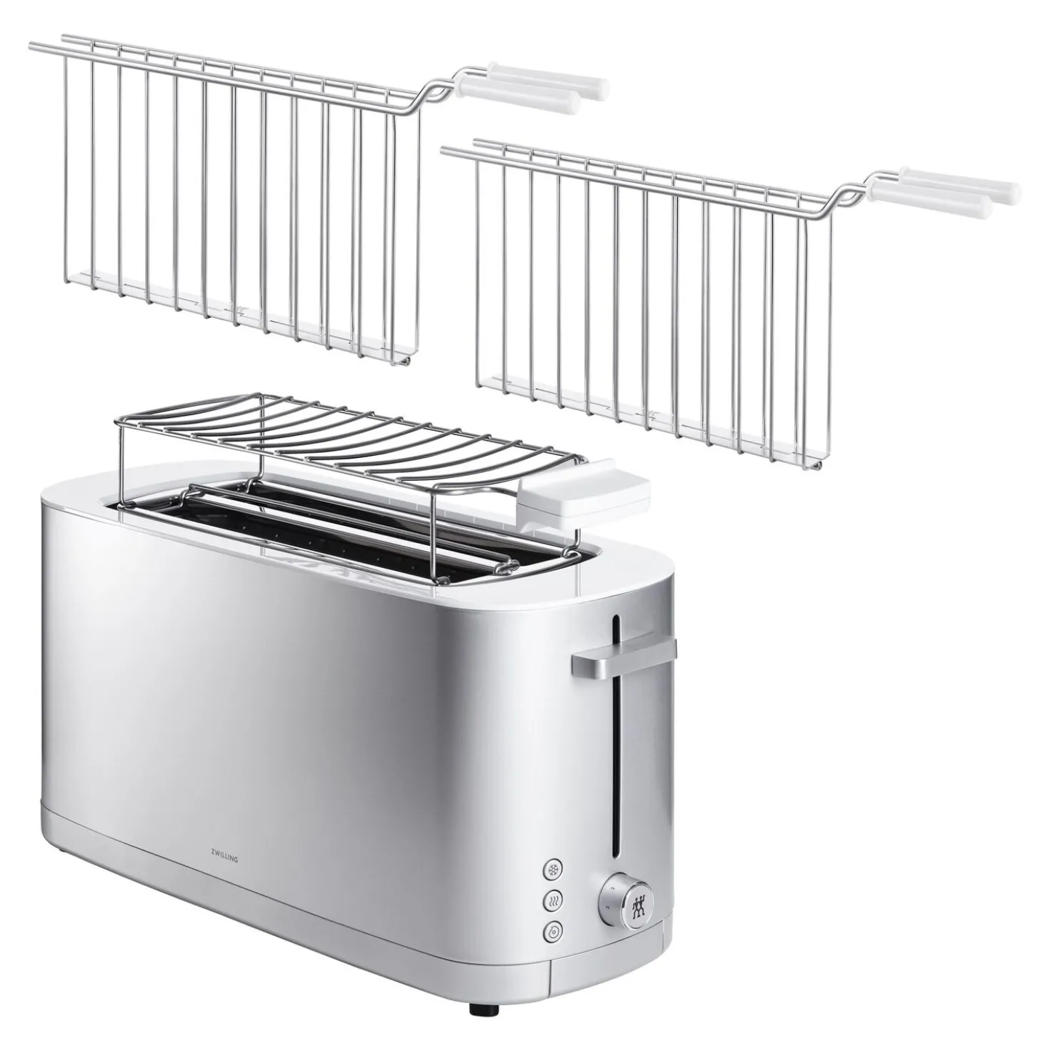 Set de grille-pain, grille pour sandwichs & viennoiserie, 4-pcs., argent / blanc, Acier