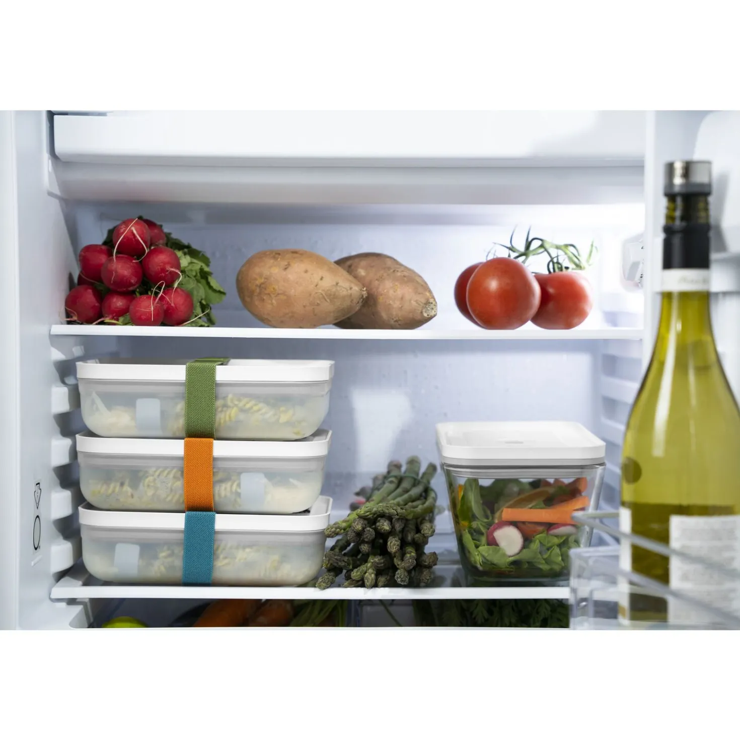Set de lunch box sous vide, L plate / 6-pcs, Plastique, semi transparent-Gris