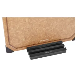 Set de planches à découper avec support, 4-pcs., marron / noir, Fibre de Bois