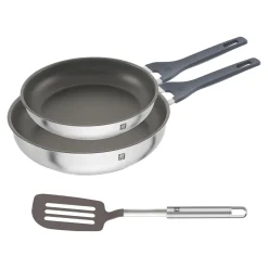 Set de poêles avec poêle de 28cm, poêle de 24cm et spatule en silicone, 3-pcs.