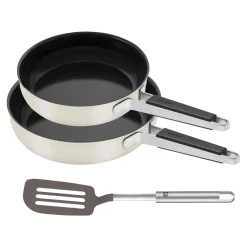 Set de poêles avec poêle de 28cm, poêle de 24cm et spatule en silicone, 3-pcs.