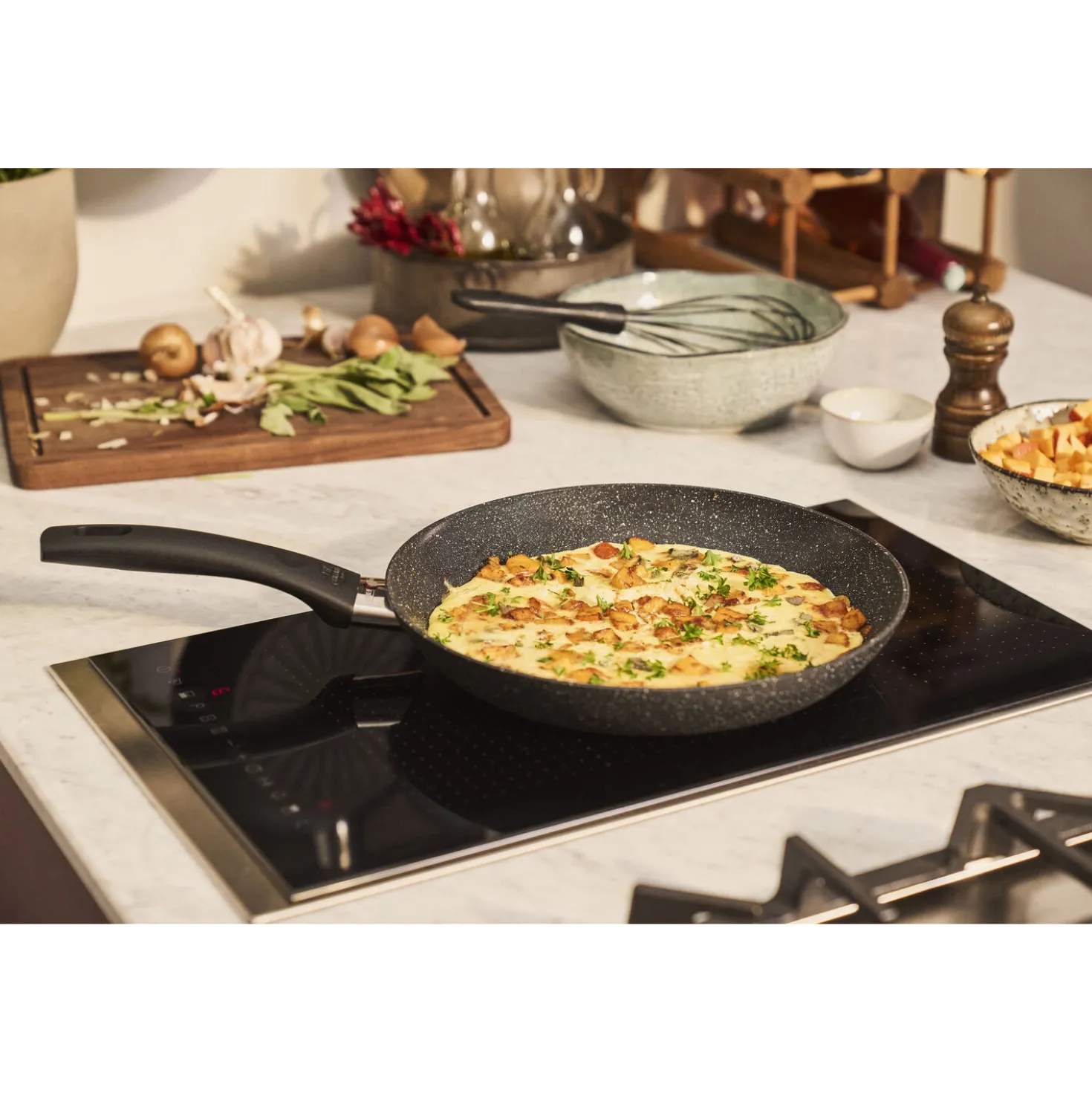 Set de poêles, 3-pcs. /20/24/28 cm, noir mat, Aluminium